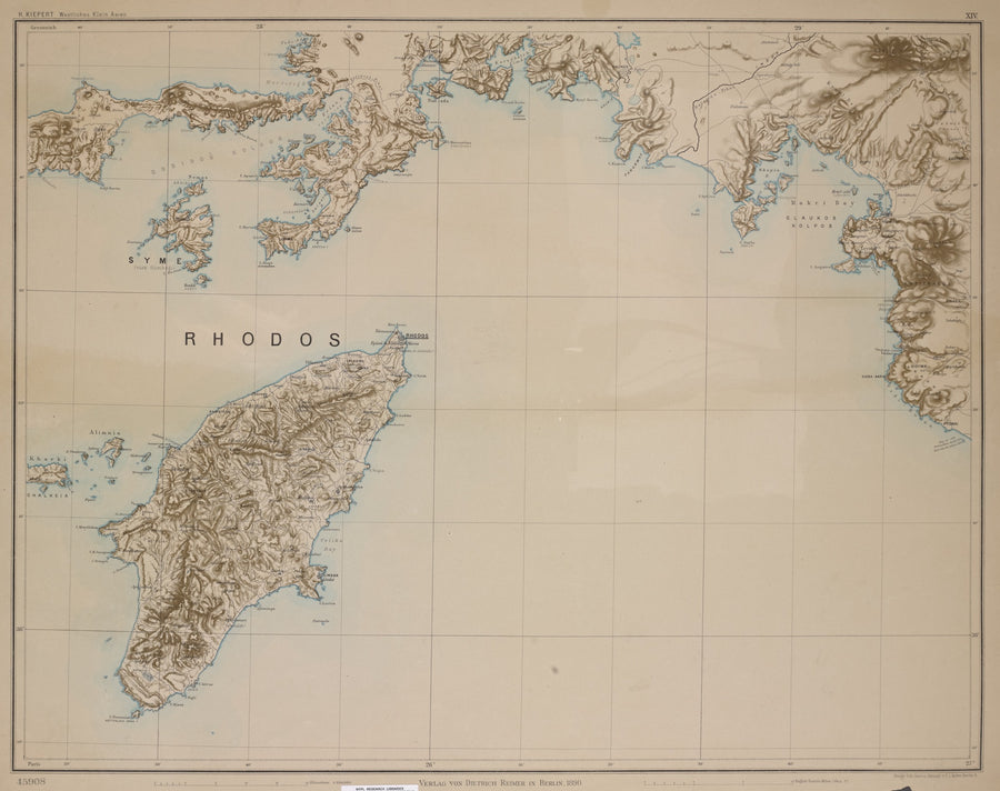 Rhodos Island Turkey Map - 1890