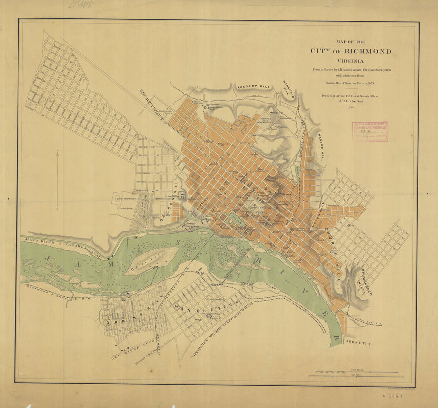 Richmond Virginia Map - 1864