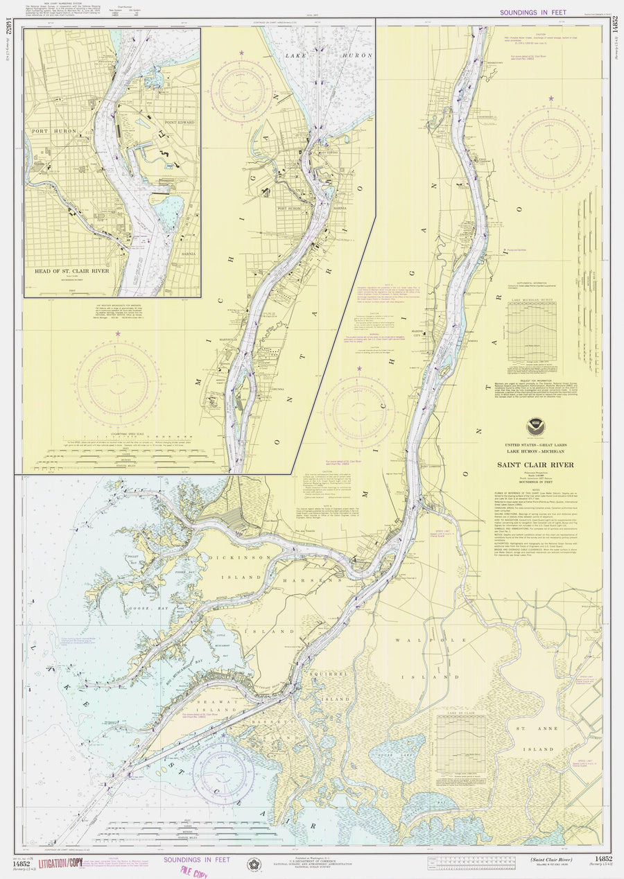 St Clair River Map - 1976