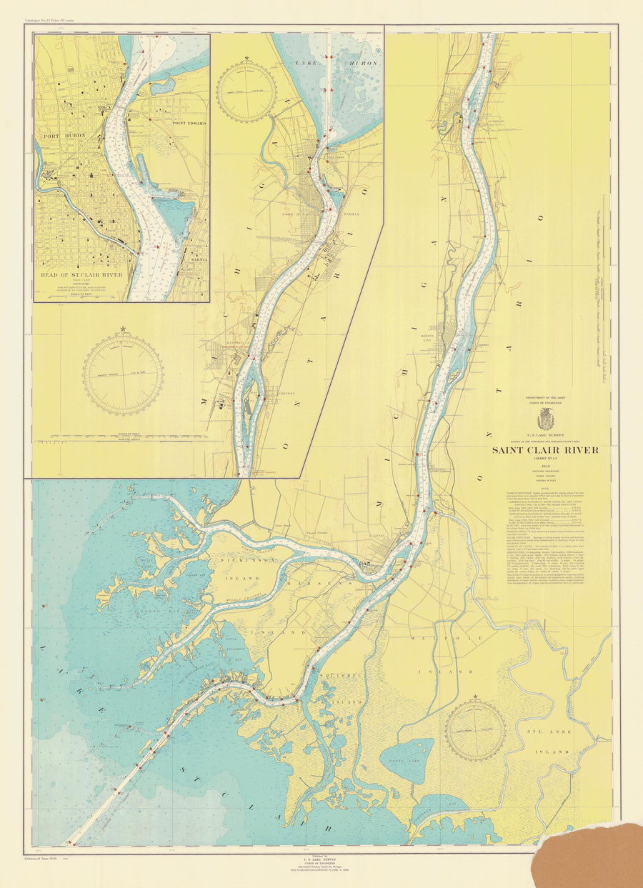 St Clair River Map - 1948
