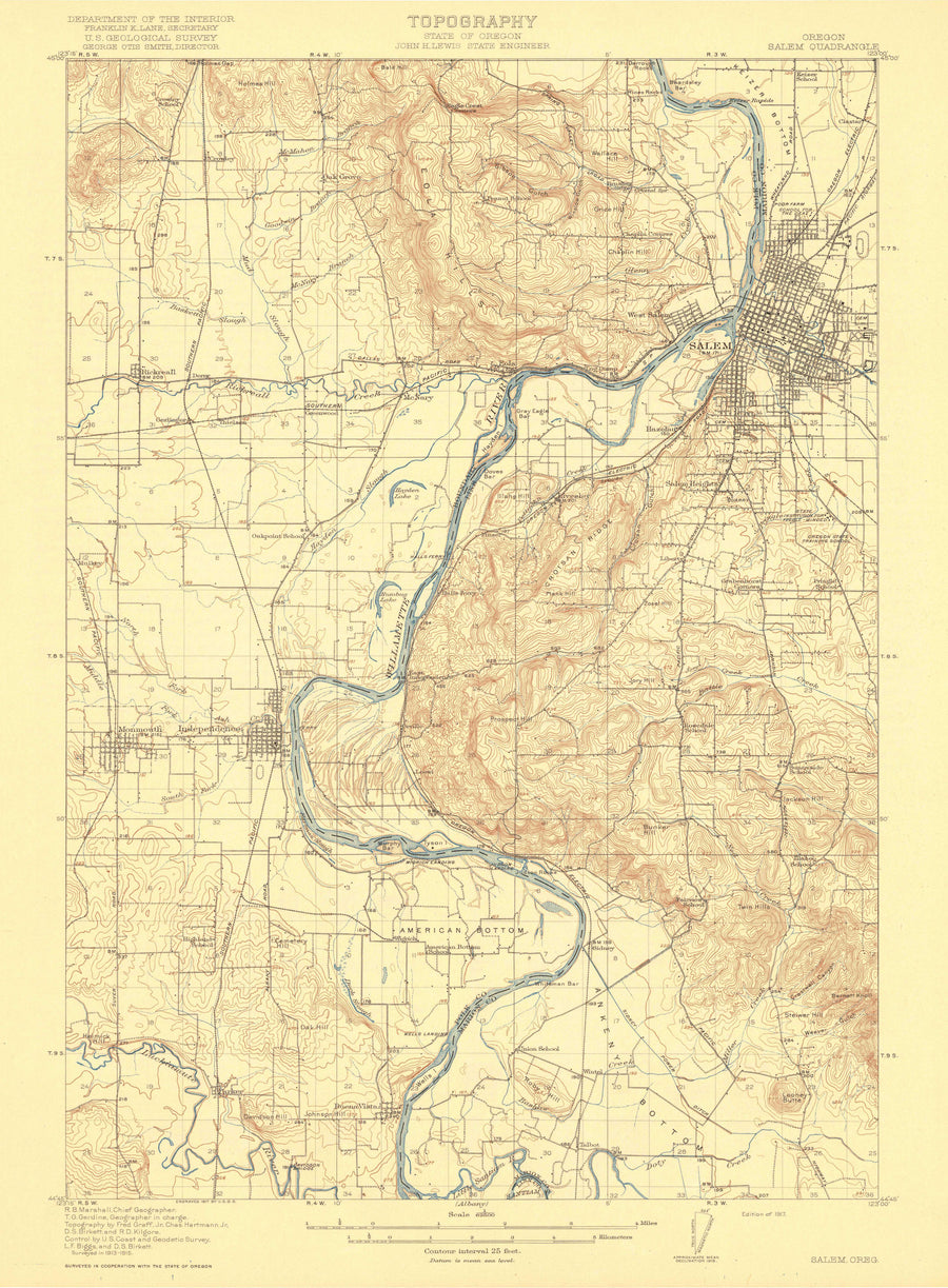 Salem, Oregon Topographic Map - 1917