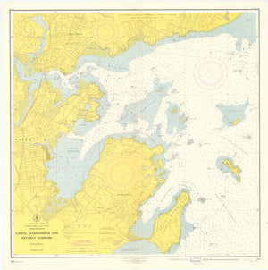 Salem, Marblehead & Beverly Harbors Map - 1954