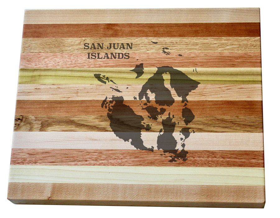 San Juan Islands Map Engraved Wooden Serving Board & Bar Board