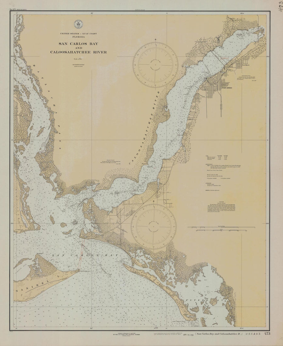 San Carlos Bay & Caloosahatchee River Map -1930
