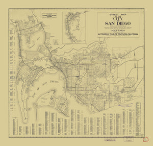 San Diego City Map - 1929