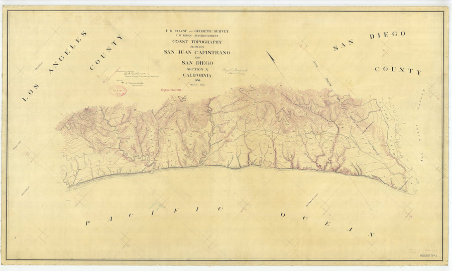 San Juan Capistrano and San Diego Map - 1886