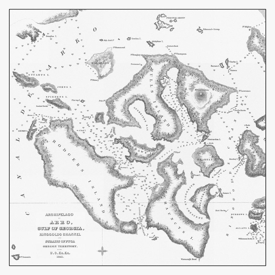 San Juan Islands Map - 1841 (Square)