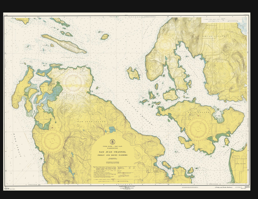 San Juan Channel & San Juan Islands Map - 1953