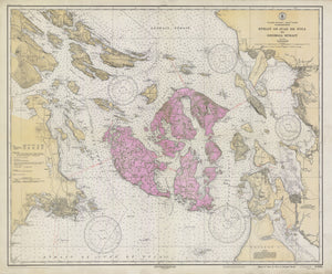 San Juan Islands Map - 1933 (Pink Heart)