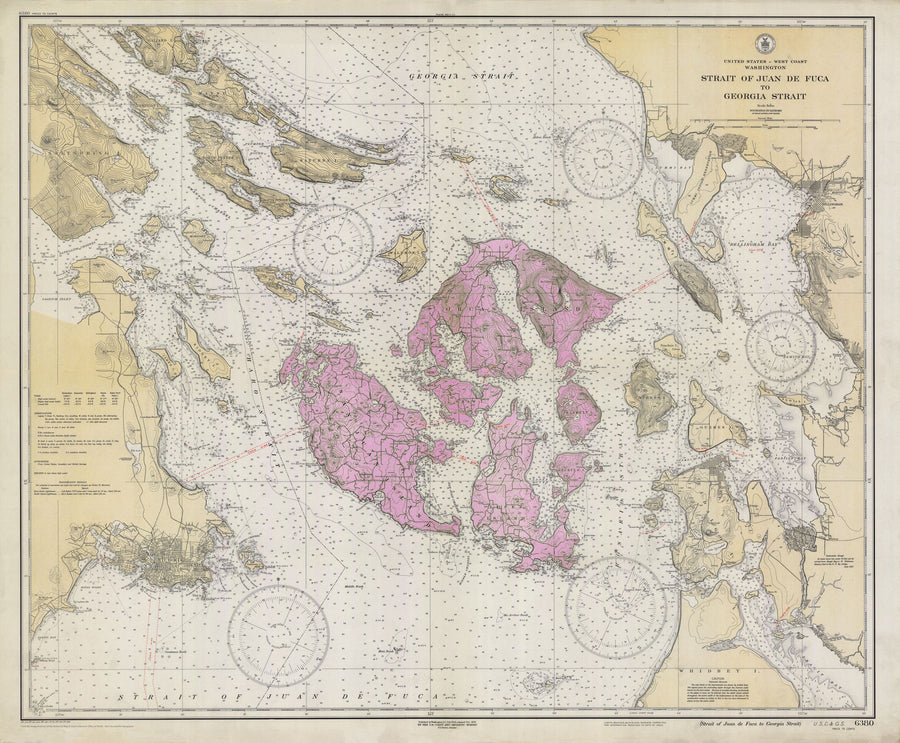 San Juan Islands Map - 1933 (Pink Heart)