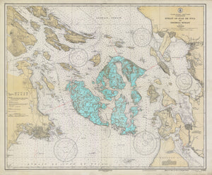 San Juan Islands Map - 1933 (Aqua)