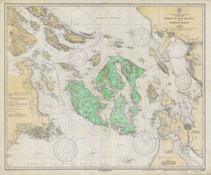 San Juan Islands Map - 1933 (Green)