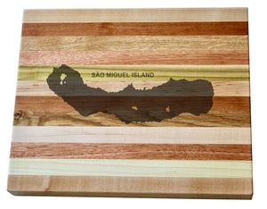 Sao Miguel Island Map Engraved Wooden Serving Board & Bar Board
