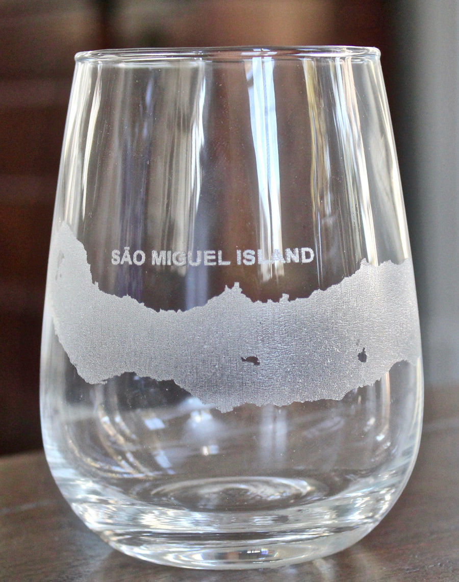 Sao Miguel Island Map Engraved Glasses