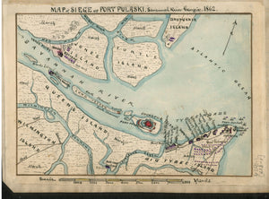 Savannah River - Siege of Fort Pulaski Map 1862