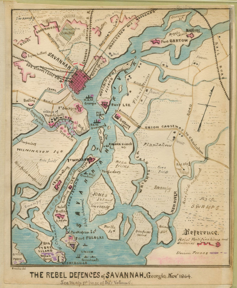 Savannah River Map - 1864