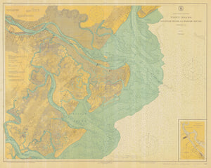 Savannah River & Tybee Island Map (Colorized) - 1925