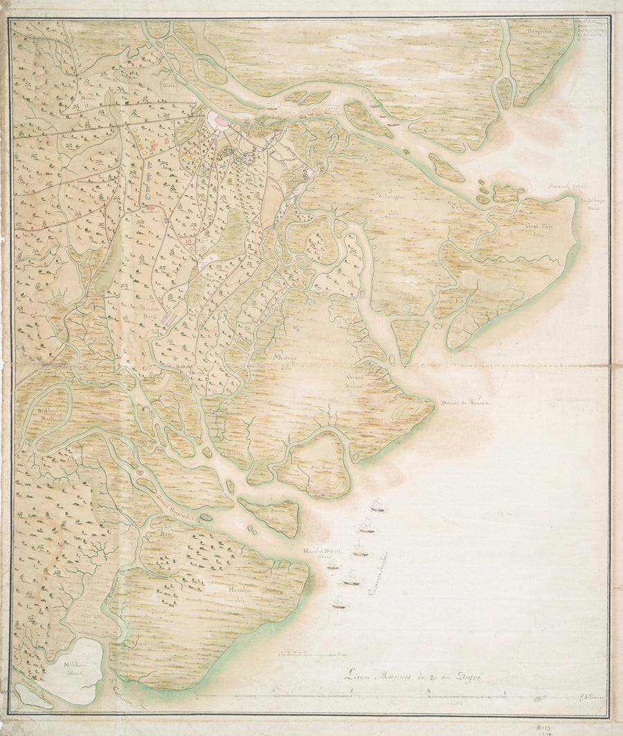 Savannah and Tybee Island Map - 1779