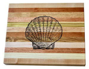 Scallop Shell Engraved Wooden Serving Board & Bar Board