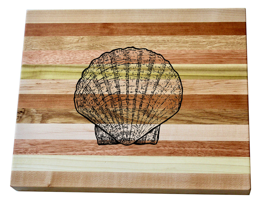 Scallop Shell Engraved Wooden Serving Board & Bar Board