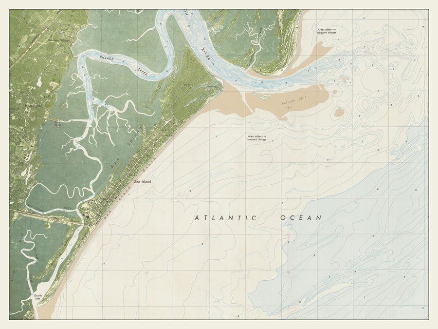 Sea Island Map - 1979 (Landscape Orientation) - Nautical Chart Print
