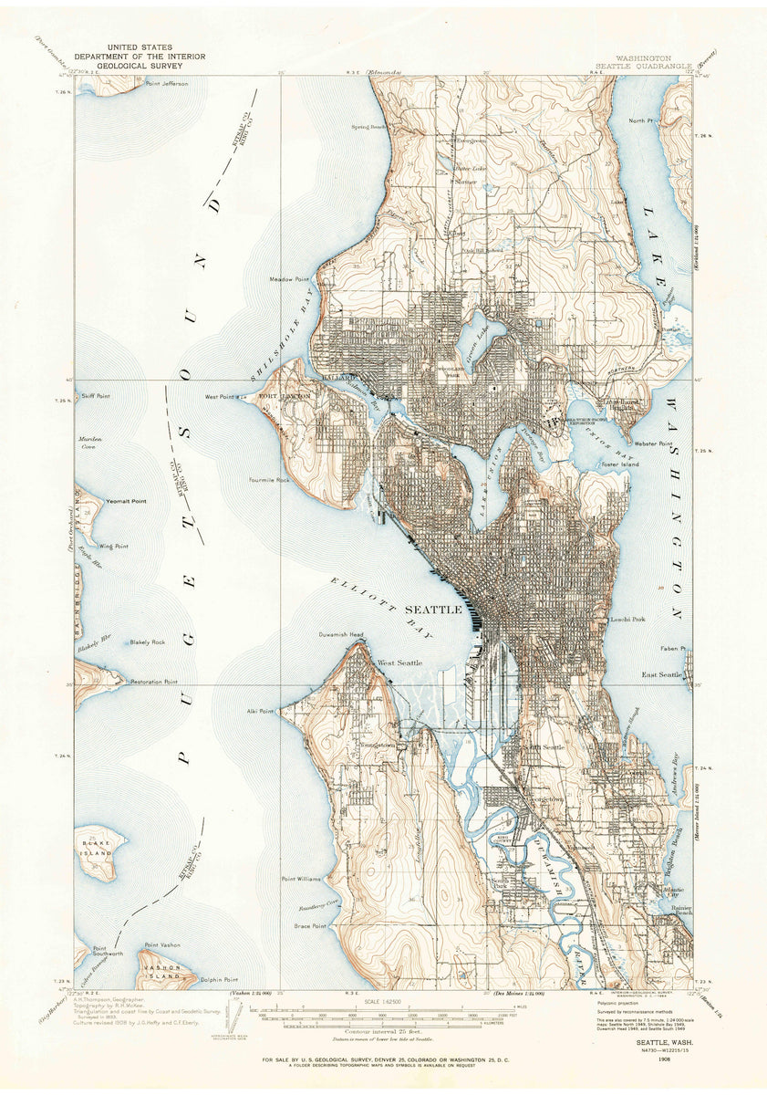 Seattle Topographic Map - 1908 – HullSpeed Designs