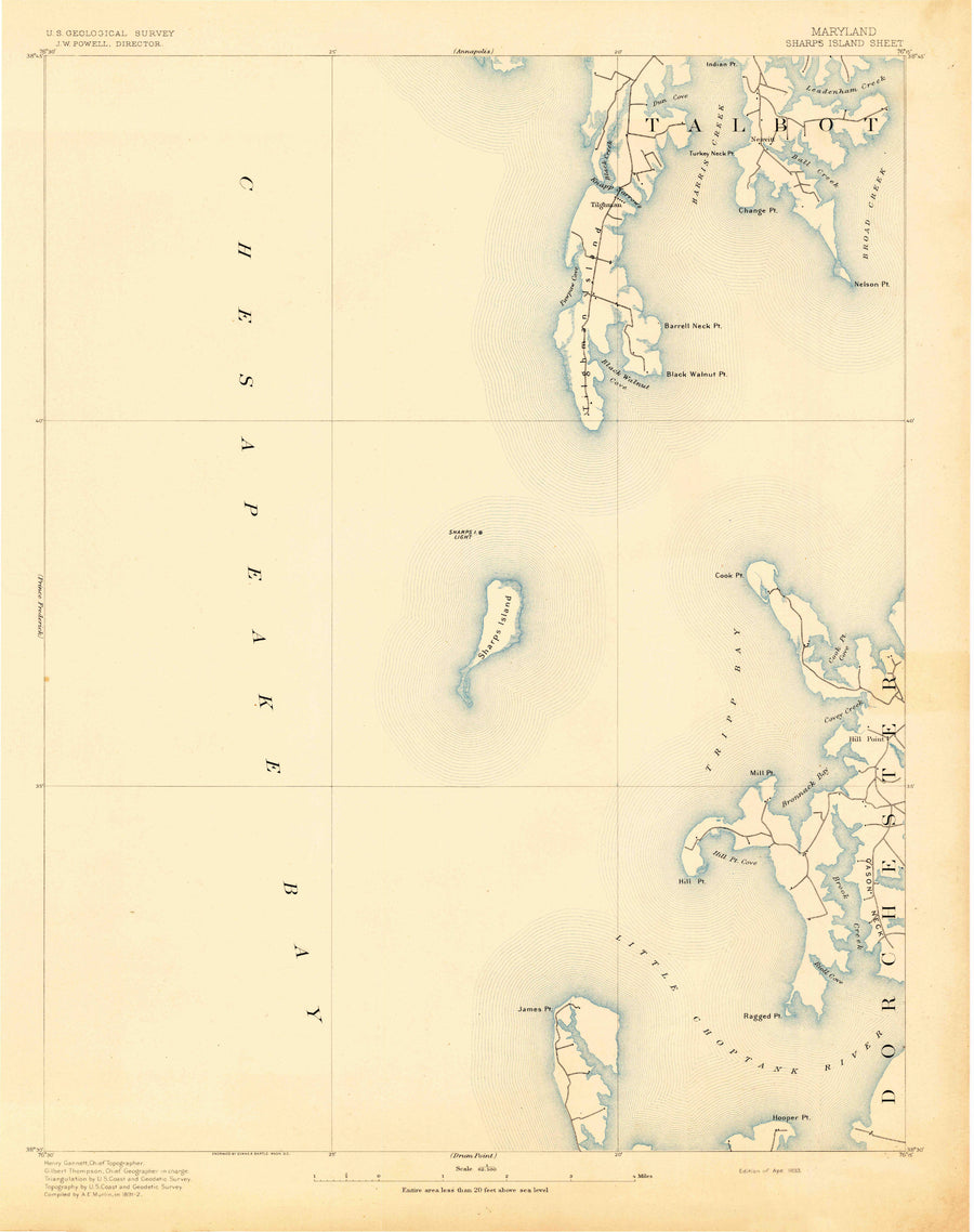Sharps Island - Chesapeake Bay Map - 1893