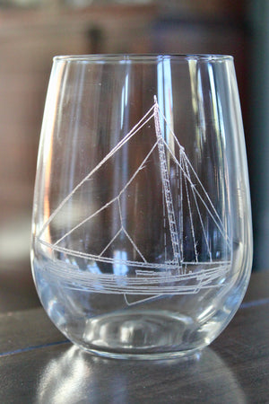 Skipjack Sailboat Glass