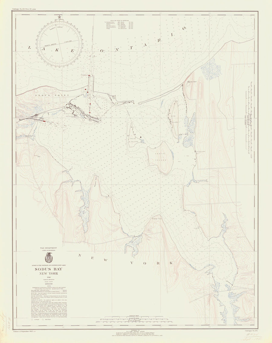 Lake Ontario - Great Sodus Bay Map - 1940