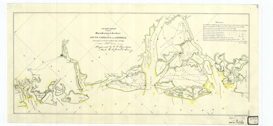 South Carolina & Georgia Seacoast Map - 1861