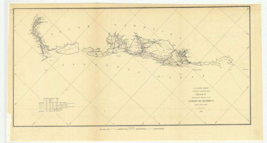 South Carolina - Savannah, GA to Bulls Bay Map - 1852