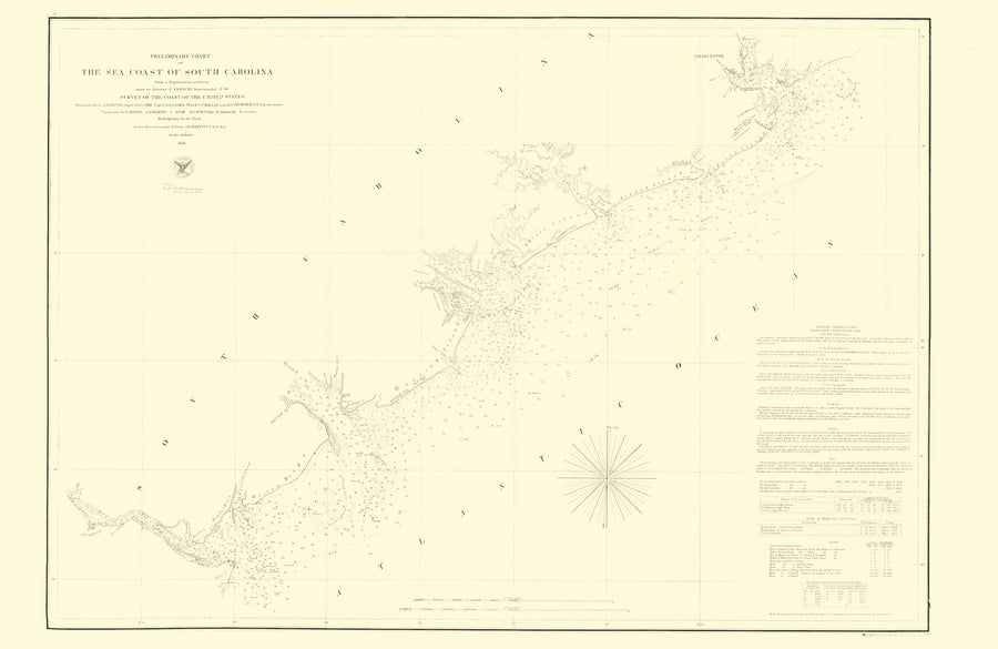 South Carolina Sea Coast Map - 1856