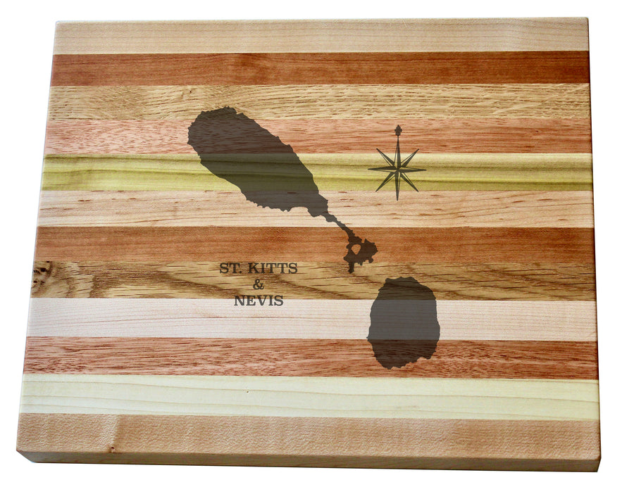 St Kitts & Nevis Map Engraved Wooden Serving Board & Bar Board