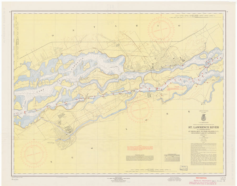 St. Lawrence River Chart #11 - St. Regis to Croil Islands Map -1960