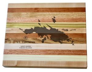 St Thomas Map Engraved Wooden Serving Board & Bar Board