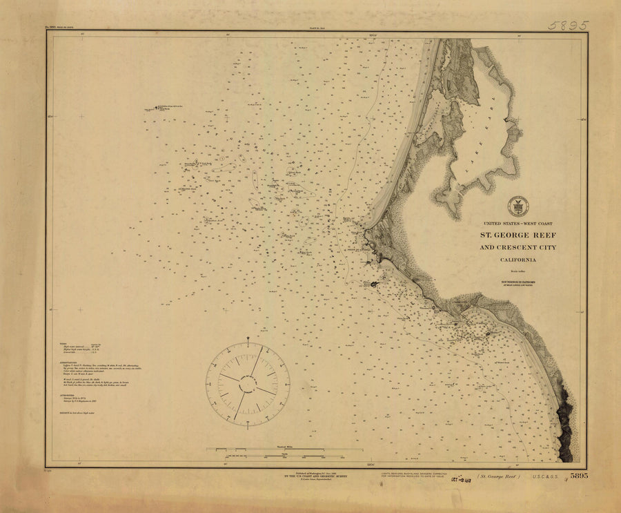 St George Reef and Crescent City Map - 1916