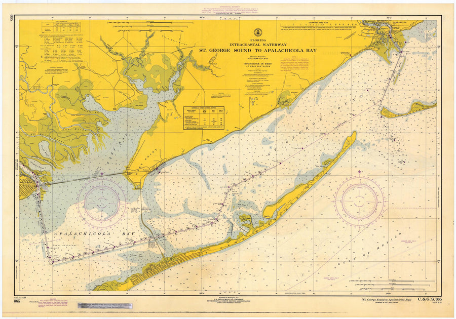 St. George Sound & Apalachicola Bay Map - 1958