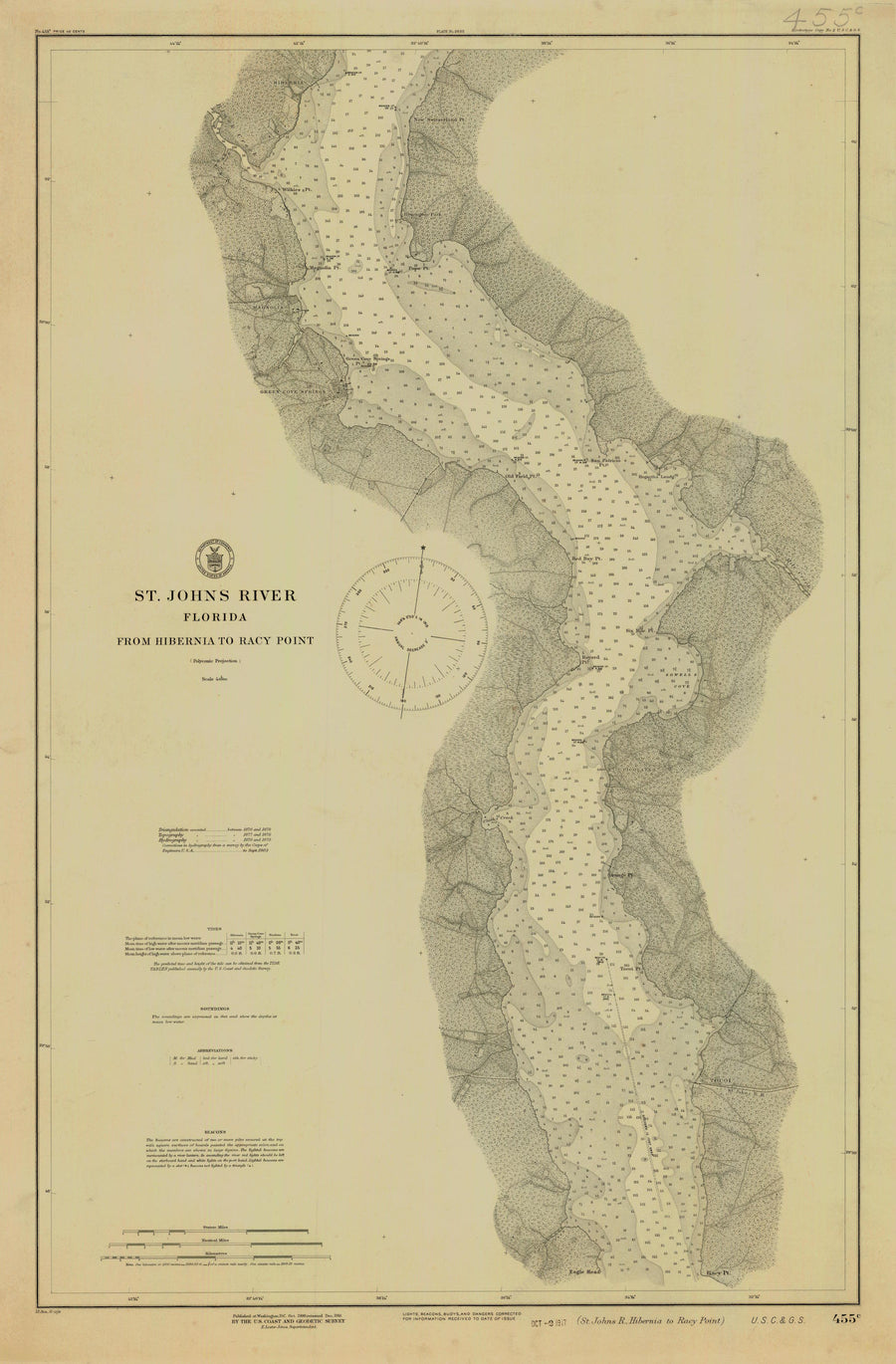 St. Johns River - Hibernia to Racy Point Map - 1916