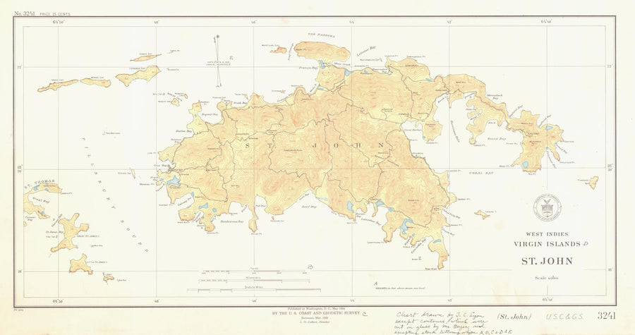 St. John Map - USVI Chart 1934