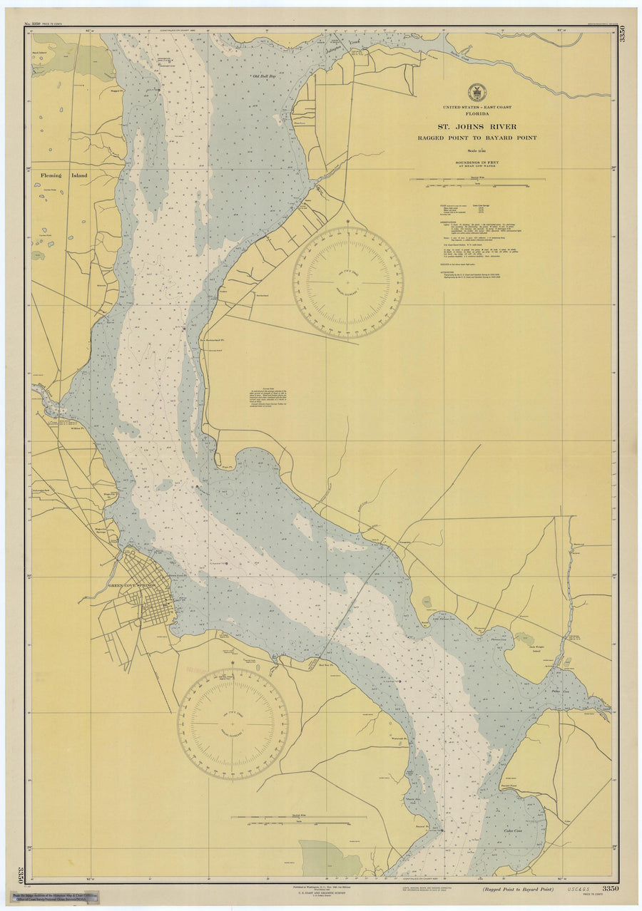 St. Johns River - Ragged Point to Bayard Point Map - 1945