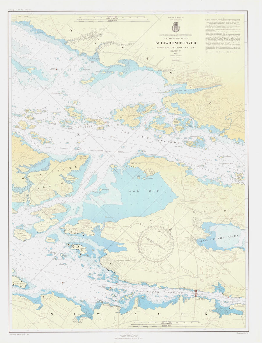 St. Lawrence River - Bingham Island to Round Island Map - 1945