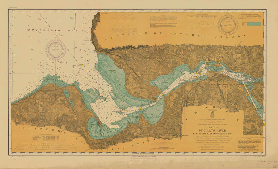 Lake Superior - St. Mary's River Map - 1911