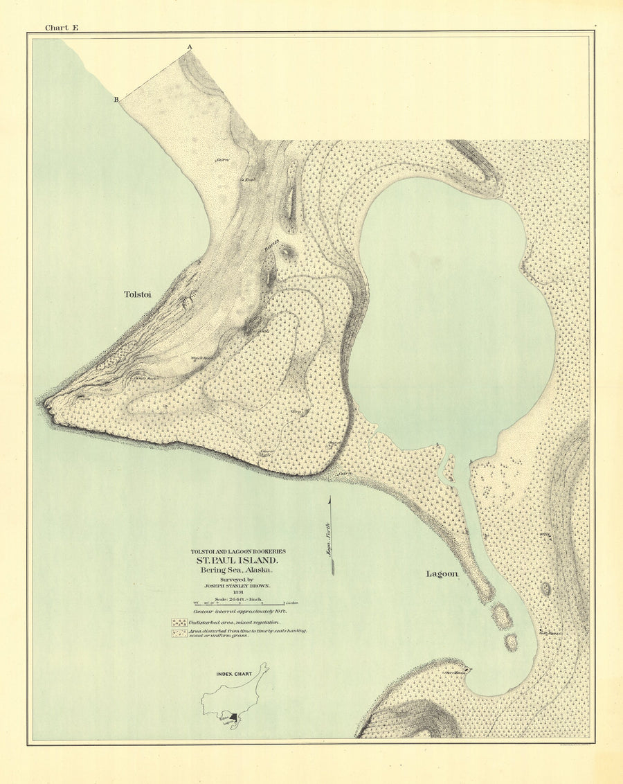 St. Paul Island - Tolstoi and Lagoon Rookeries Map - 1891