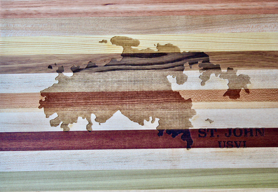 St John Map Engraved Wooden Serving Board & Bar Board