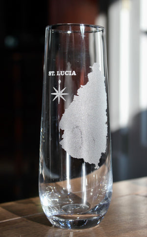 St. Lucia Map Engraved Glasses