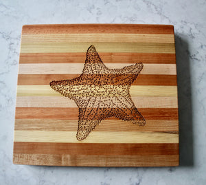 Starfish Engraved Wooden Serving Board & Bar Board