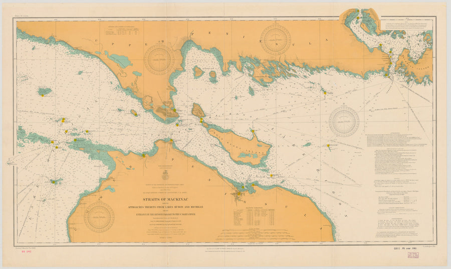 Strait of Mackinac Lake Michigan Map 1908