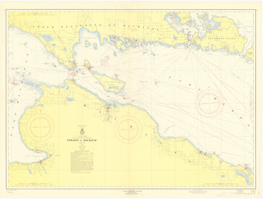 Straits of Mackinac Map - 1958