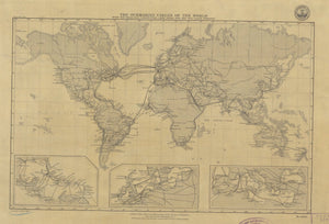 Submarine Cables of the World Map - 1893