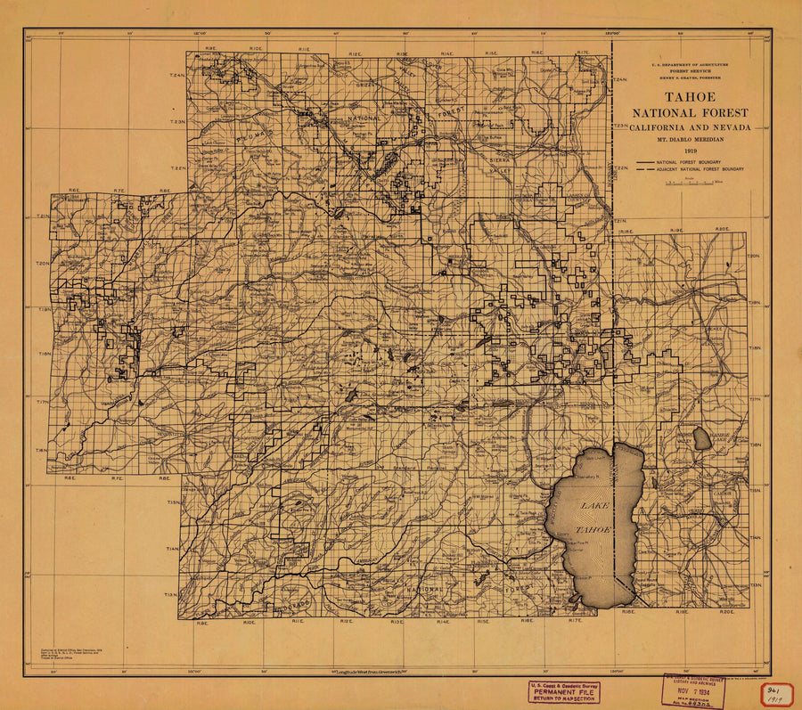 Tahoe National Forest Map - 1919